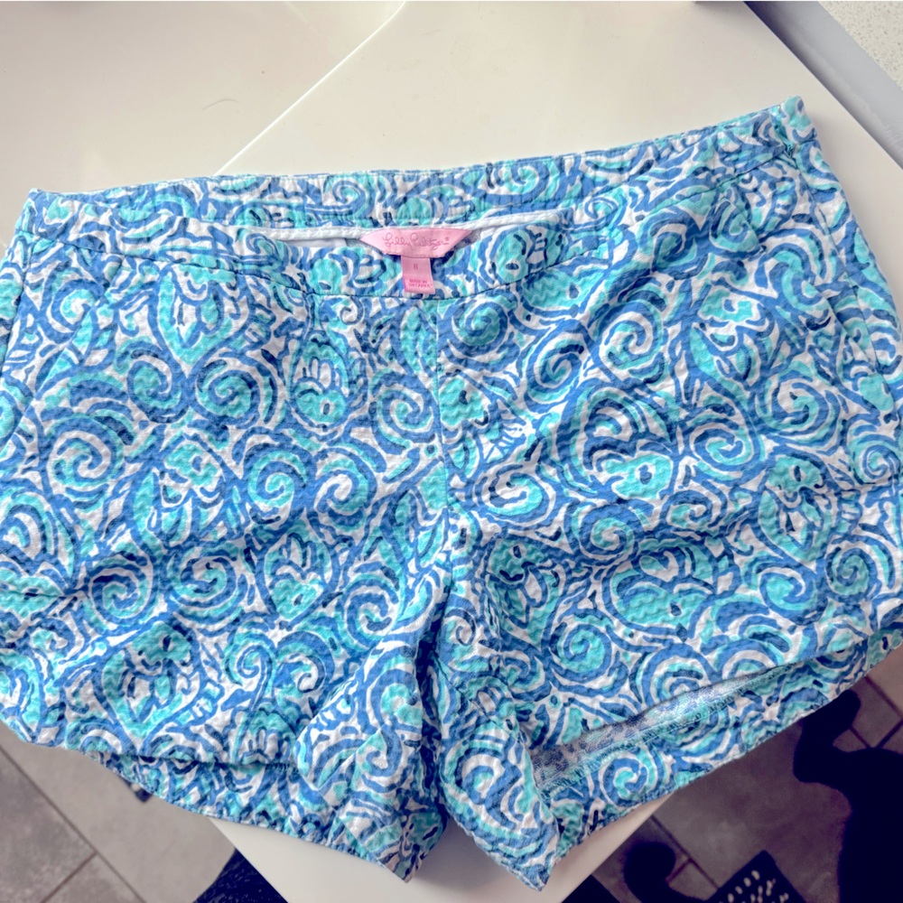 Lilly Pulitzer Blue and Green Patterned Women Shorts